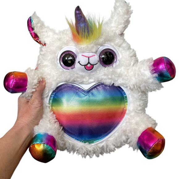 Llama Unicorn Plush Rainbocorns Rainbow Heart White Stuffed Pride Month Toy - Picture 1 of 14